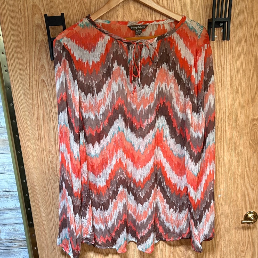 Tommy Bahama Zigzag Blouse - Red and Brown